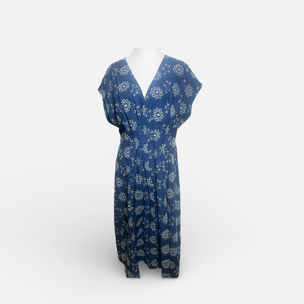 Harper Rose Blue Dress with embroidered flower detailing - Size 10